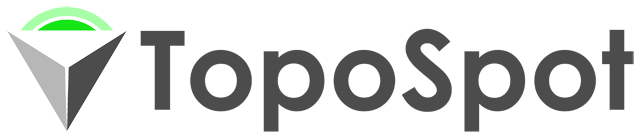 TopoSpot logo with icon and name text